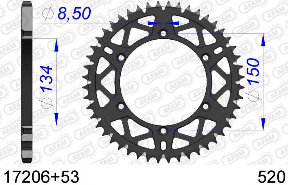 Couronne de transmission pour moto Kawasaki 125 KX 1984-2007 17206-53 53dts P520