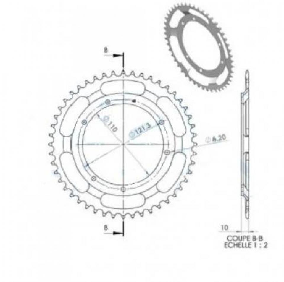 Couronne de transmission SELECTION CGN MOTORISE pour Mobylette MBK 50 89 48 dents pas 415 alésage 110mm Neuf