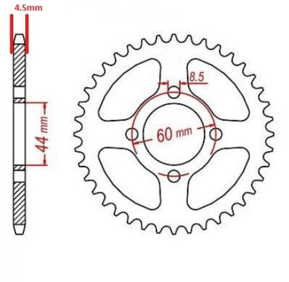 Couronne de transmission 52 dents pas 415 pour moto MBK 50 Xlimit 52 dents Neuf