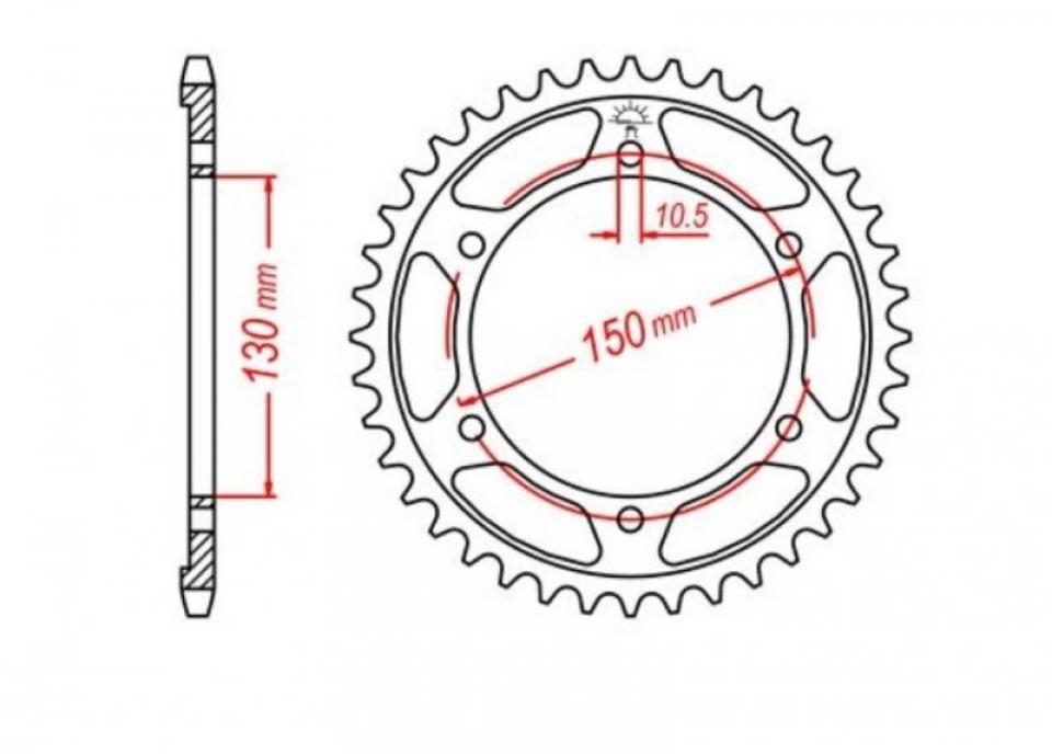 Couronne transmission 45 dts 530 Ø130 pour moto Yamaha 600 FZS 2000-2001 5730.45