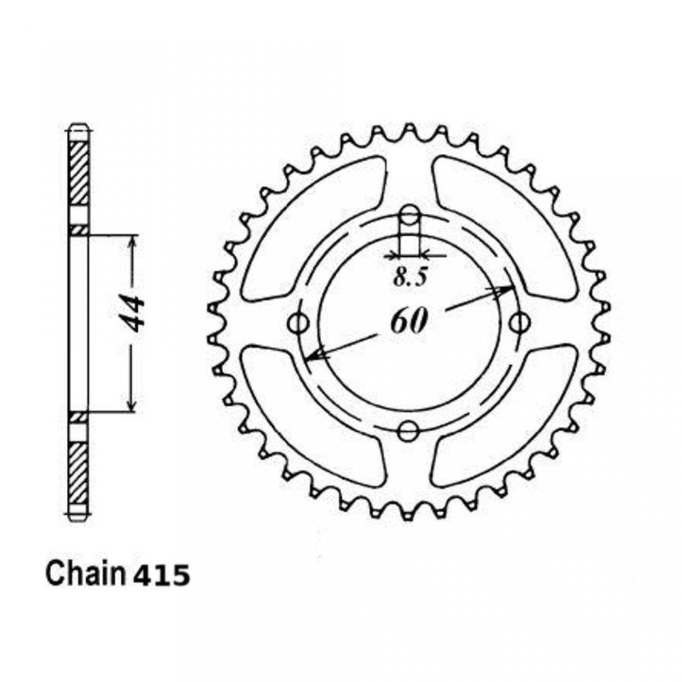 Couronne arrière de transmission 52 dents pas 415 pour moto Yamaha 50 DTR Neuf