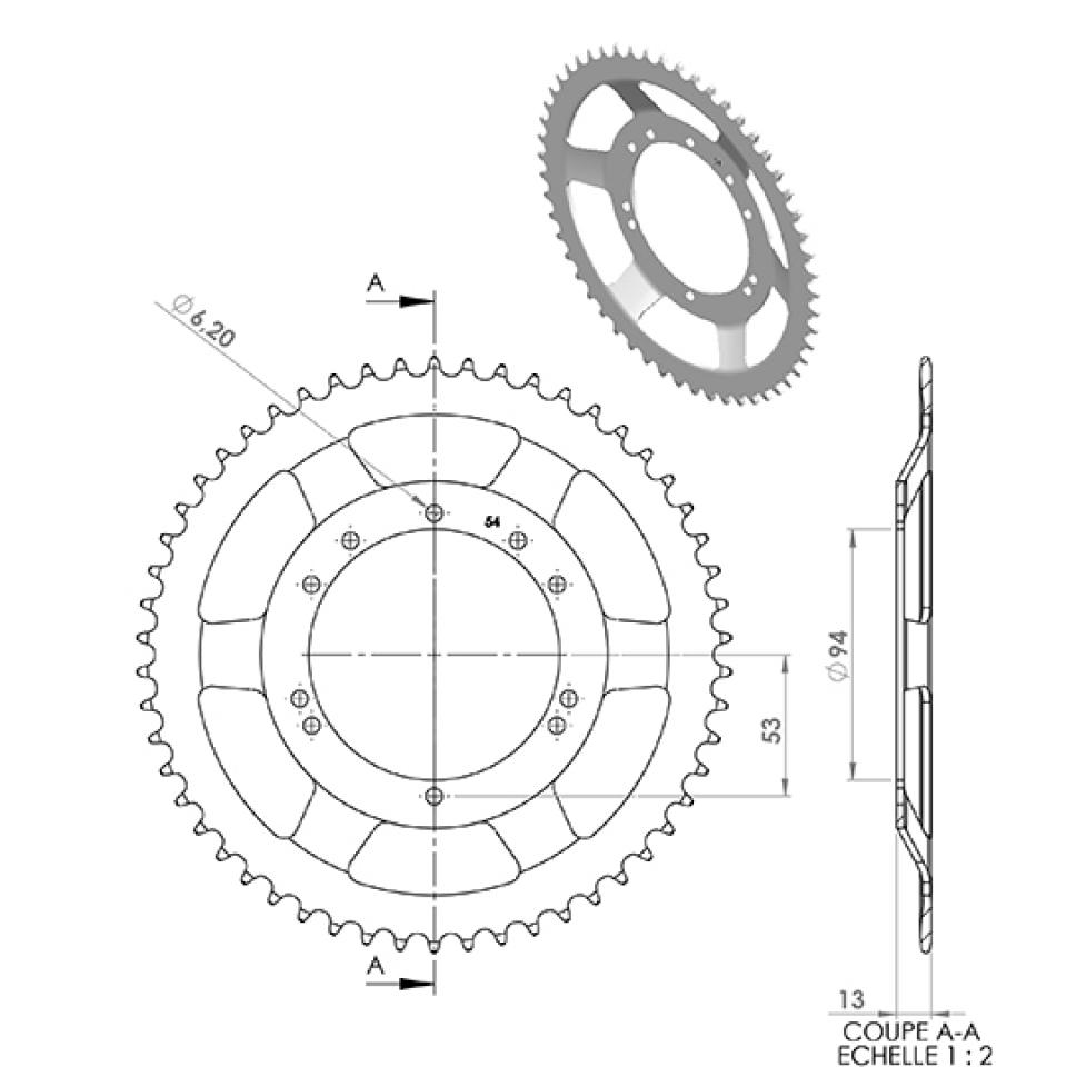 Couronne de transmission P2R pour Mobylette MBK 50 40 Neuf