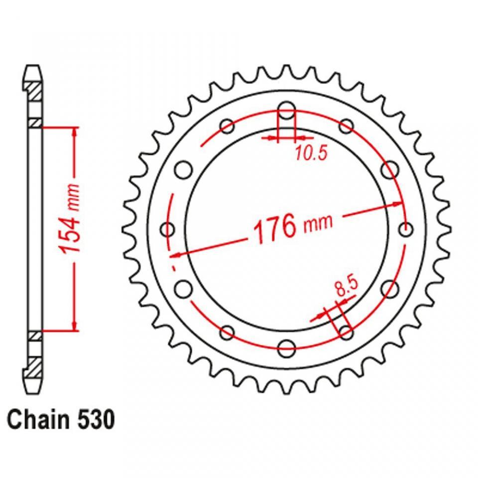 Couronne de transmission JT Sprockets pour moto Honda 750 VFR F 1990-1998 JTR1340.44 / 44dts P530 Al 154 Neuf