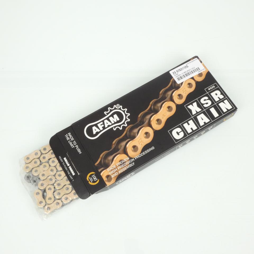 Chaîne de transmission Afam A525XSR2-G or pour moto 112 maillons Pas 525 Neuf