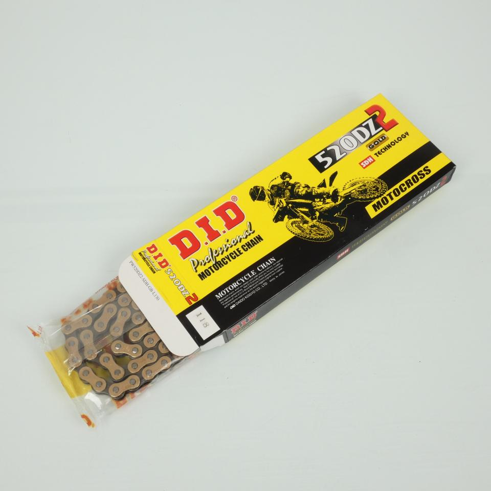 Chaîne transmission DID 520DZ2 118 maillons Pas 520 OR pour moto cross TT Neuf