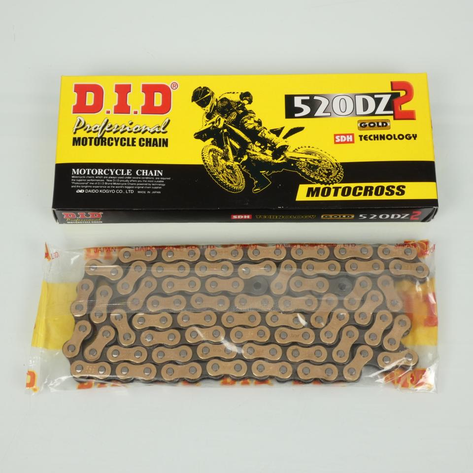 Chaîne transmission DID 520DZ2 118 maillons Pas 520 OR pour moto cross TT Neuf