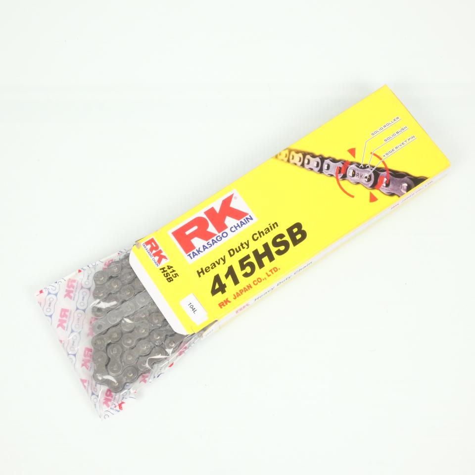 Chaîne de transmission RK 415HSB Pas 415 104 maillons grise pour moto Neuf