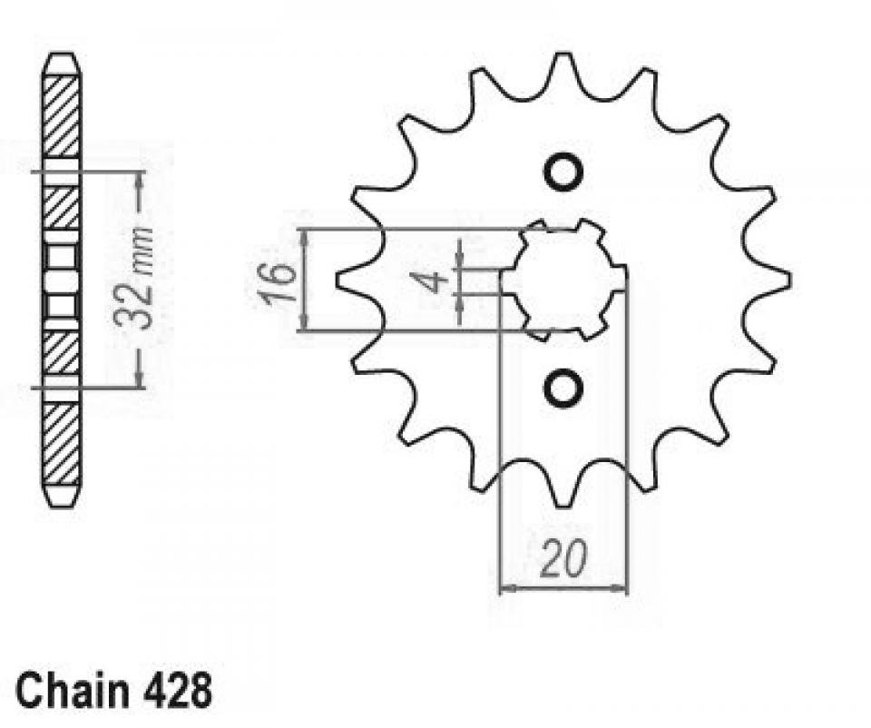 Pignon de sortie de boite Esjot pour Moto Yamaha 125 MT 2014 à 2021 13 dents pas 428 Neuf