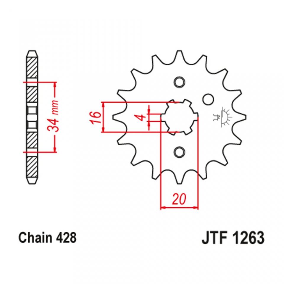 Pignon sortie boite JT Sprockets pour moto Yamaha 125 DTLC 1982 à 1988 11 dents
