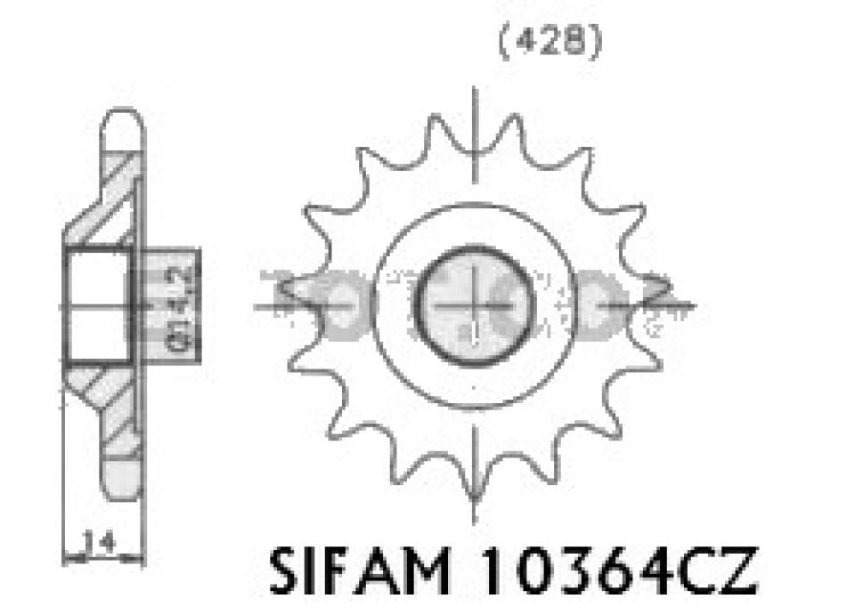 Pignon de sortie de boite Sifam pour Moto Peugeot 50 XPLC 1990 17 dents pas 428 Neuf