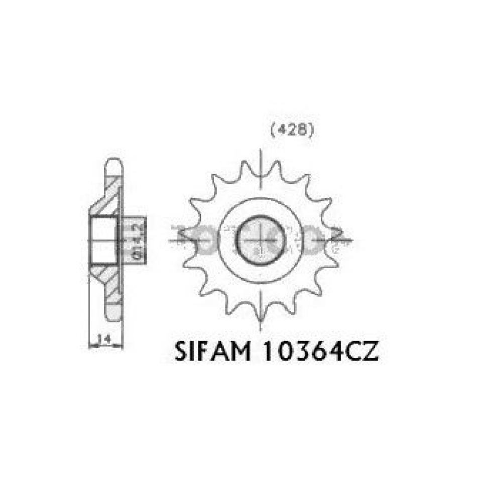 Pignon de sortie de boite Sifam pour mobylette Peugeot 50 105 D 17 dents pas 428 Neuf