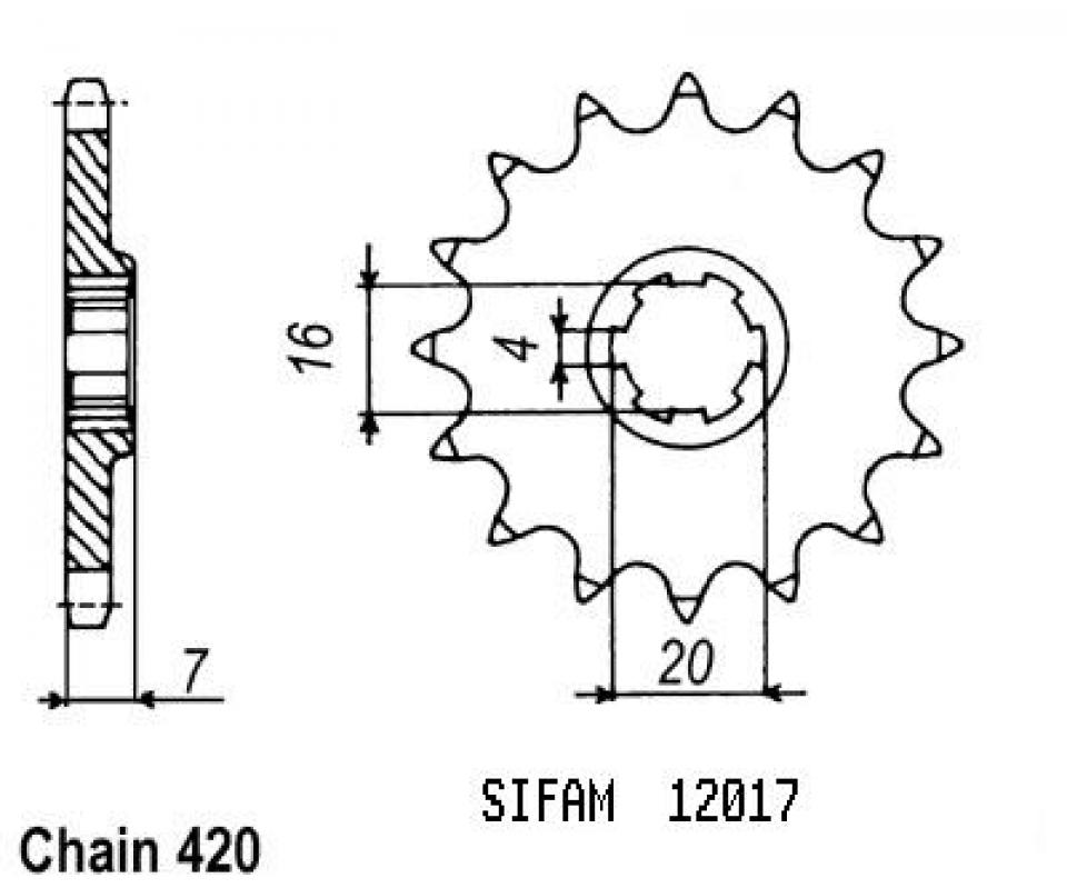 Pignon de sortie de boite Sifam pour Auto Neuf