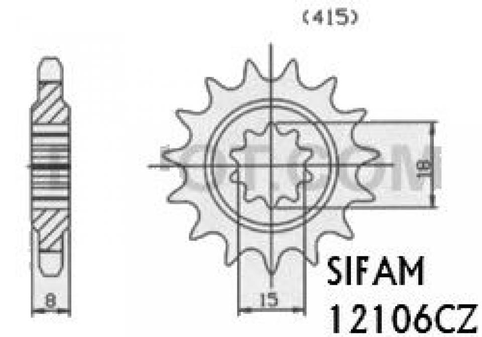 Pignon de sortie de boite Sifam pour Moto Aprilia 50 RS R EXTREMA 1993 à 1994 12 dents pas 415 Neuf