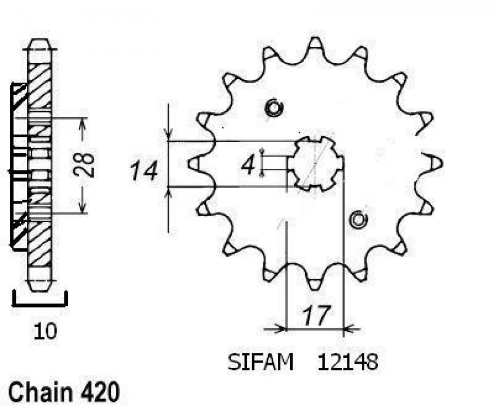 Pignon de sortie de boite Sifam pour Auto Neuf