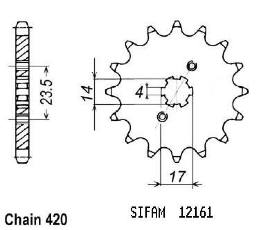 Pignon de sortie de boite Sifam pour Moto Derbi 50 Senda R Drd X-Treme 2011 à 2020 15 dents pas 420 Neuf
