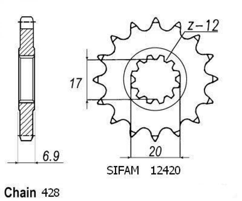 Pignon de sortie de boite Sifam pour Moto Beta 50 RR motard 1999 à 2002 13 dents pas 428 Neuf