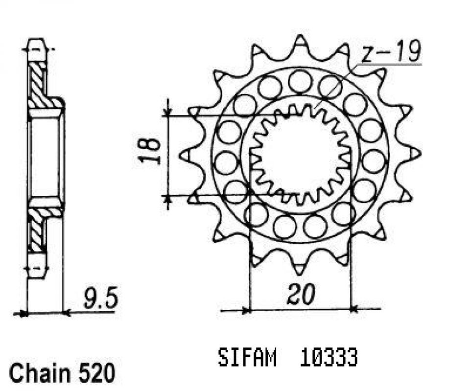 Pignon de sortie de boite Sifam pour Moto Honda 125 Cr R 1986 13 dents pas 520 Neuf