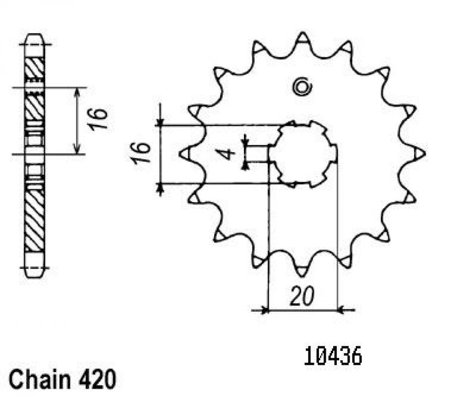 Pignon de sortie de boite Sifam pour Moto Yamaha 80 Chappy LB2 1978 à 1980 Neuf