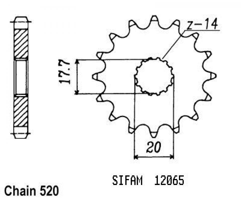 Pignon de sortie de boite Sifam pour Moto KTM 125 Duke 1998 à 2000 13 dents pas 520 Neuf