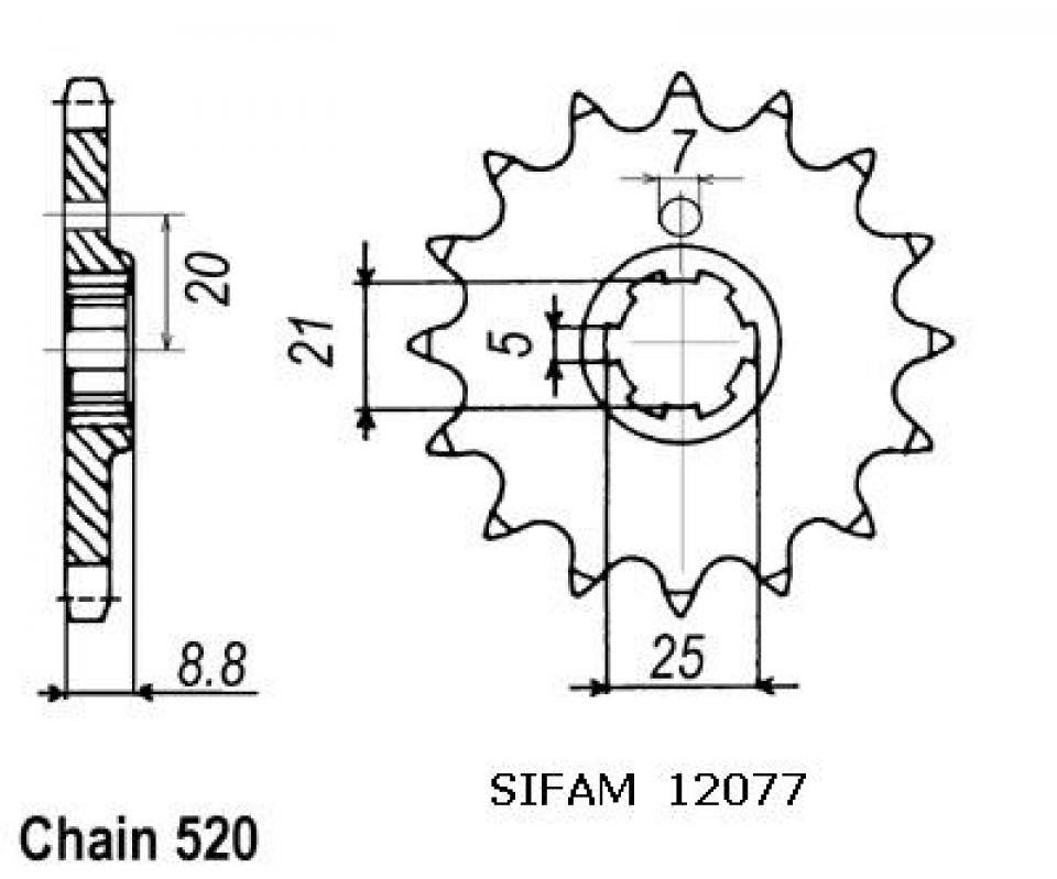 Pignon de sortie de boite Sifam pour Moto Husqvarna 360 CR 1992 à 1994 Neuf