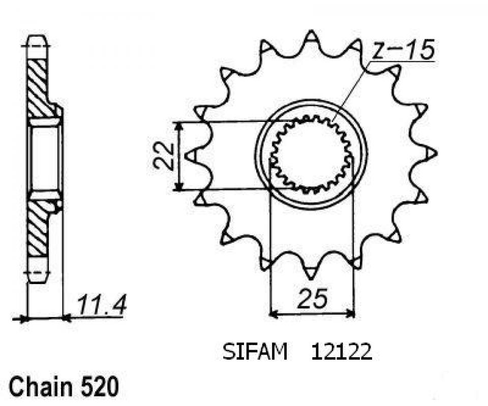 Pignon de sortie de boite Sifam pour Moto KTM 400 Lc4-E 1999 à 2004 14 dents pas 520 Neuf