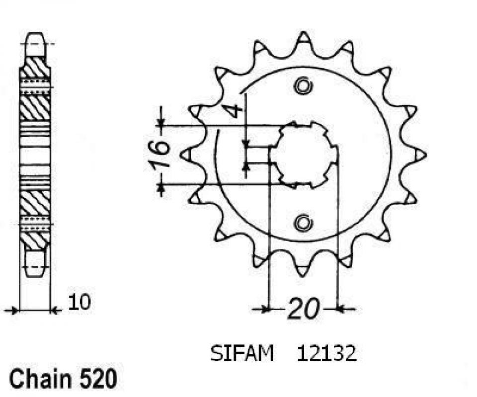 Pignon de sortie de boite Sifam pour Moto Husqvarna 125 CR 1995 à 1997 12 dents pas 520 Neuf