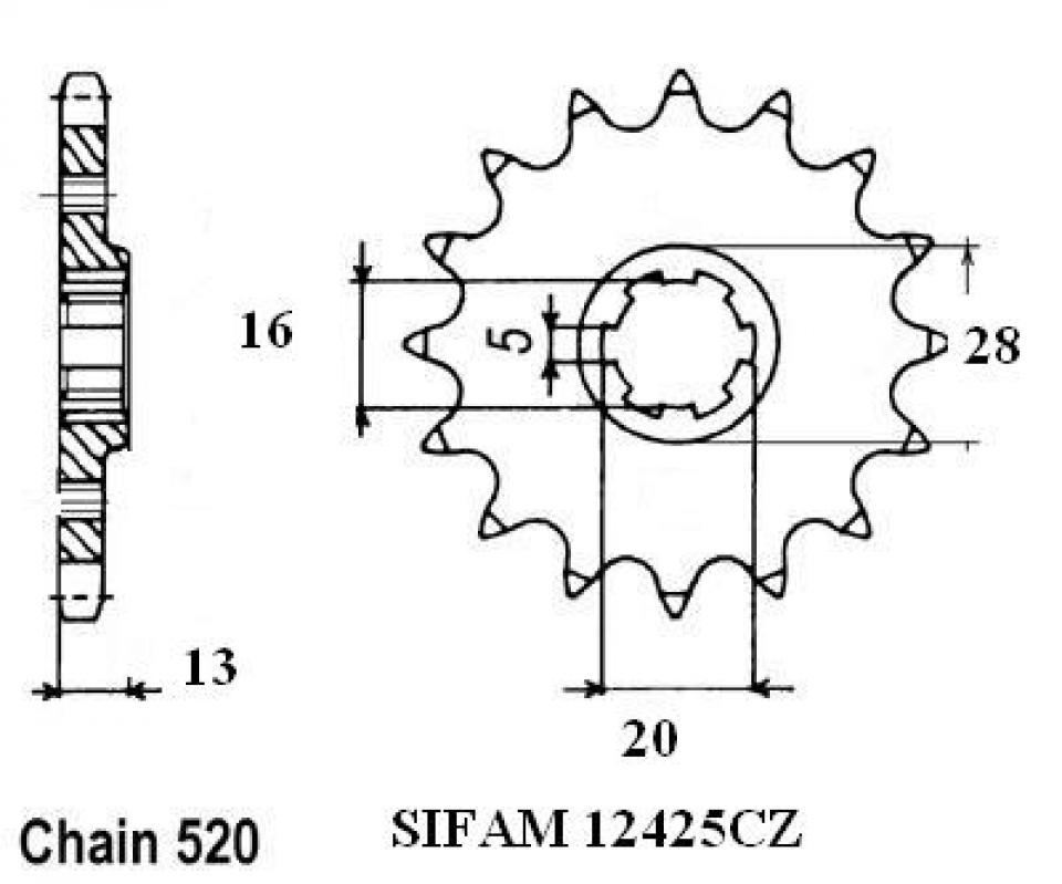 Pignon de sortie de boite Sifam pour Auto Neuf