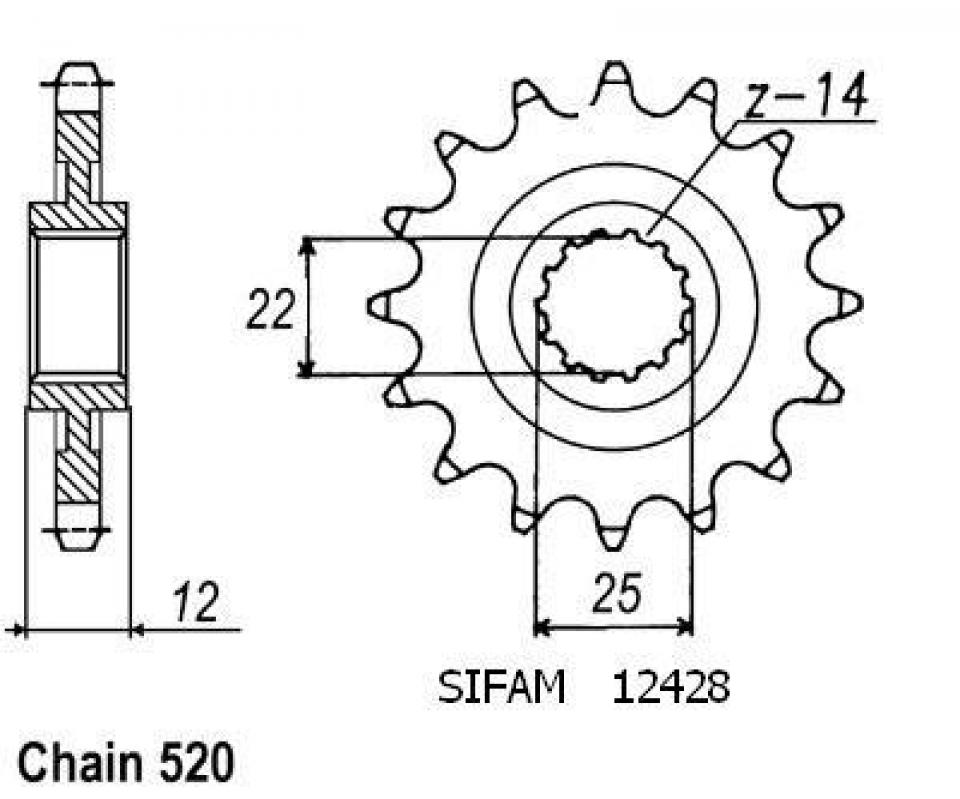 Pignon de sortie de boite Sifam pour Moto Gas gas 250 MC 2000 à 2007 Neuf