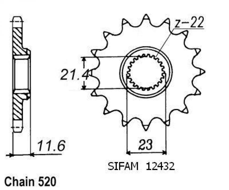 Pignon de sortie de boite Sifam pour Auto Neuf