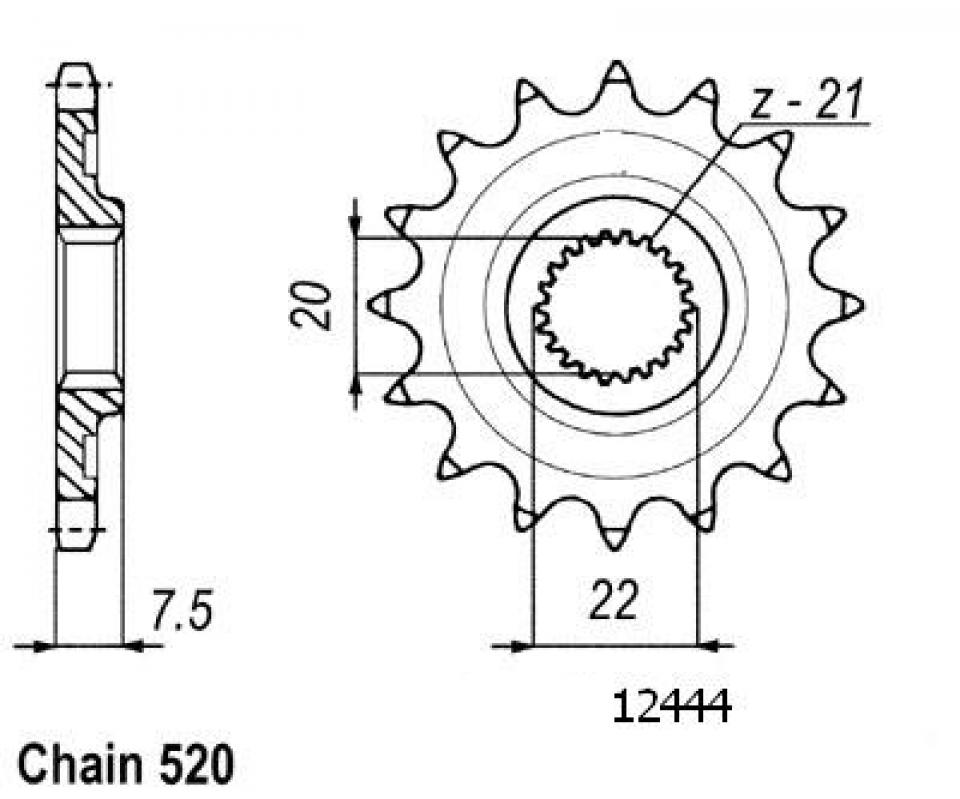 Pignon sortie boite Sifam pour moto HM 250 CRE FR 2010 à 2012 13 dents Pas 520