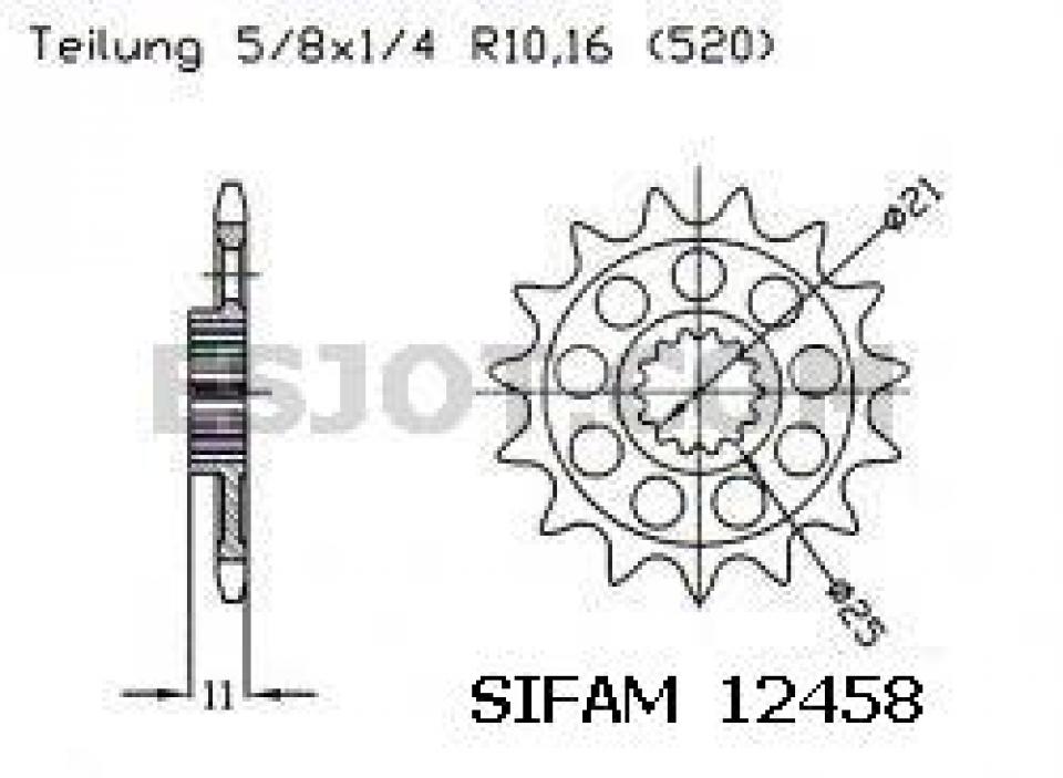 Pignon de sortie de boite Sifam pour Moto Aprilia 450 MXV 2009 à 2016 15 dents pas 520 Neuf