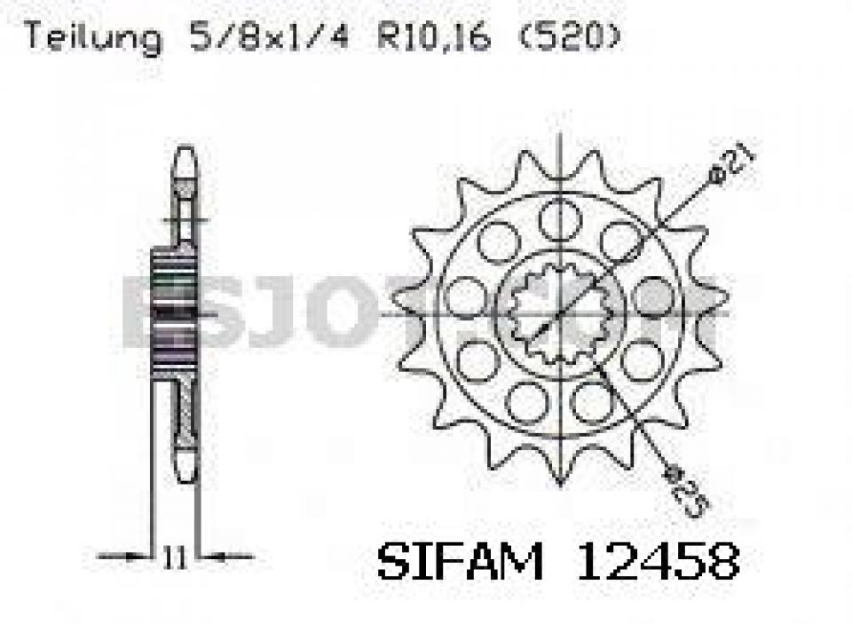 Pignon de sortie de boite Sifam pour Moto Aprilia 450 RXV 2006 à 2014 15 dents pas 520 Neuf