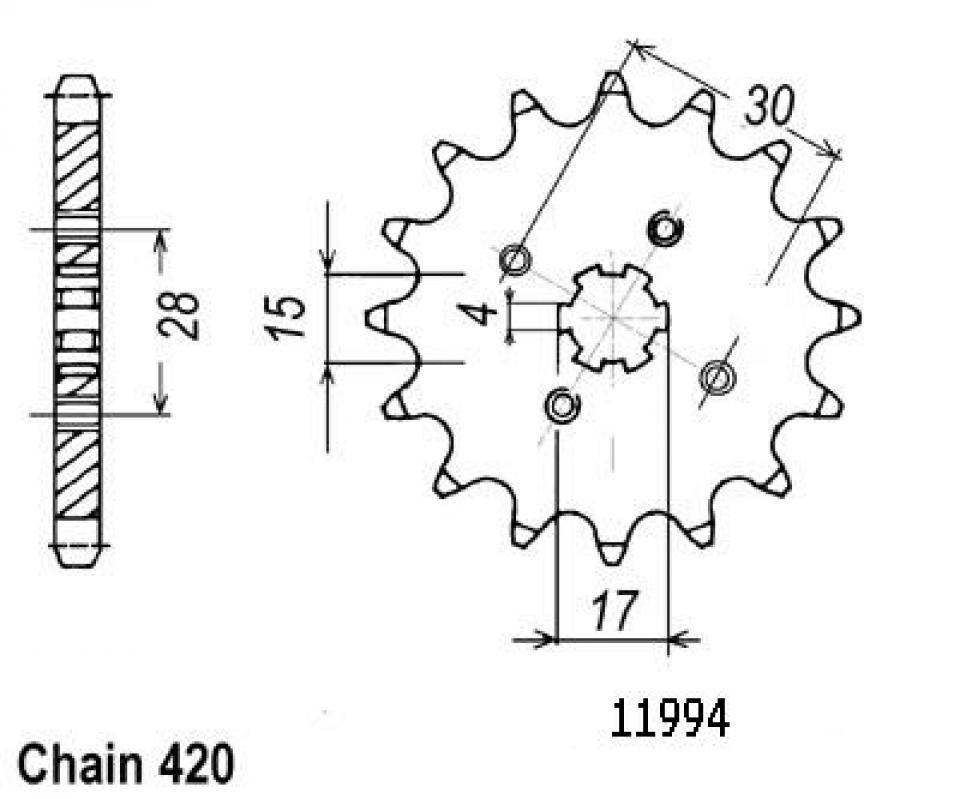 Pignon de sortie de boite Esjot pour Moto Honda 80 Cr R 1981 à 1984 13 dents pas 420 Neuf