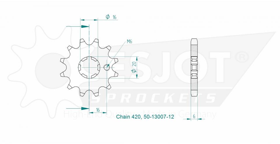 Pignon de sortie de boite Esjot pour Moto Yamaha 80 Rd Lc2 1982 à 1985 12 dents pas 420 Neuf