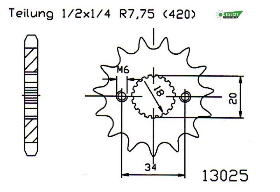 Pignon de sortie de boite Esjot pour moto Honda 150 Cr-F Rb 13 dts pas 420 Neuf