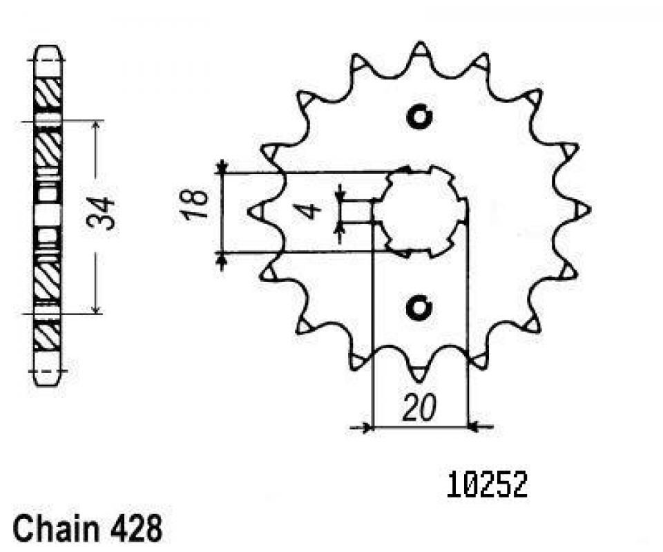 Pignon de sortie de boite Esjot pour Moto Honda 125 CMT 1978 à 1981 15 dents pas 428 Neuf