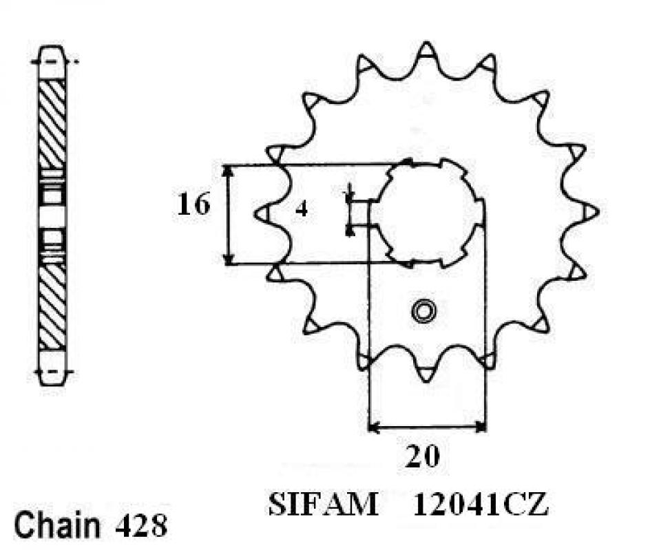 Pignon de sortie de boite Esjot pour Moto Kawasaki 80 Kx Petites Roues 1998 à 2000 14 dents pas 428 Neuf