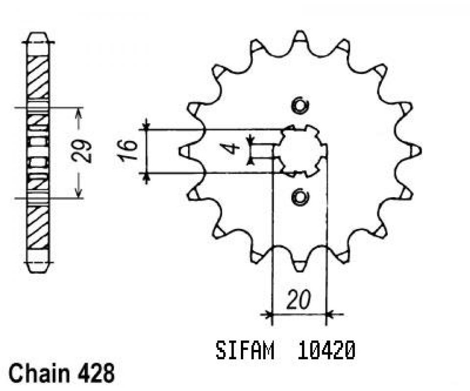 Pignon de sortie de boite Esjot pour Moto Suzuki 125 RG Fun 1992 à 1996 16 dents pas 428 Neuf