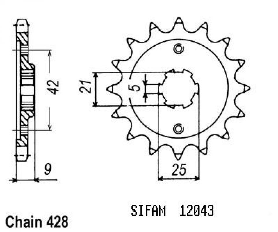 Pignon de sortie de boite Esjot pour Moto Yamaha 350 XT 1985 à 1995 19 dents pas 428 Neuf