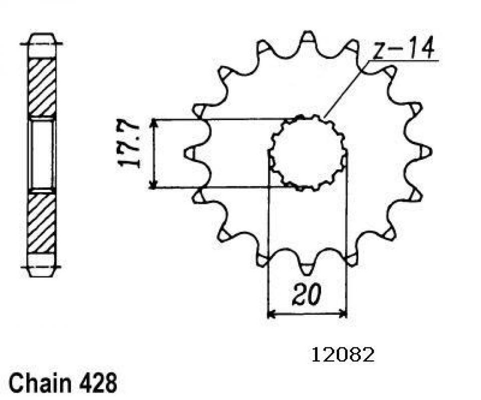 Pignon de sortie de boite Esjot pour Moto Gilera 125 SC 2006 à 2007 14 dents pas 428 Neuf