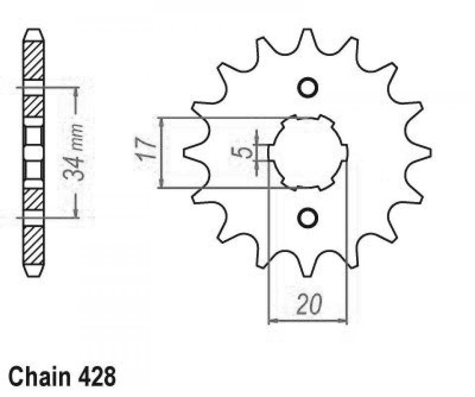 Pignon de sortie de boite Esjot pour Moto Honda 125 Cb F 2015 à 2019 15 dents pas 428 Neuf