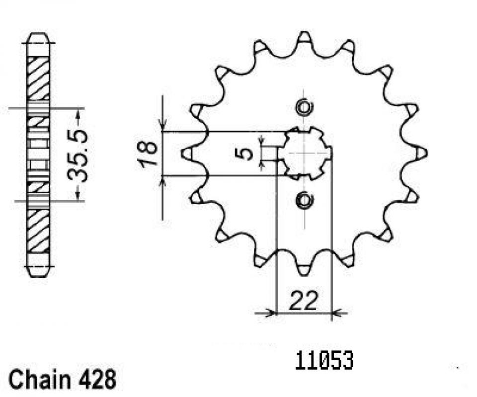 Pignon de sortie de boite Esjot pour Moto Yamaha 125 YS 2017 à 2018 14 dents pas 428 Neuf