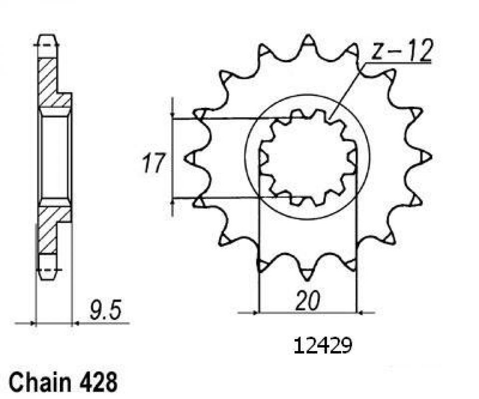 Pignon de sortie de boite Esjot pour Moto KTM 85 Sx Petites Roues 2003 à 2017 14 dents pas 428 Neuf