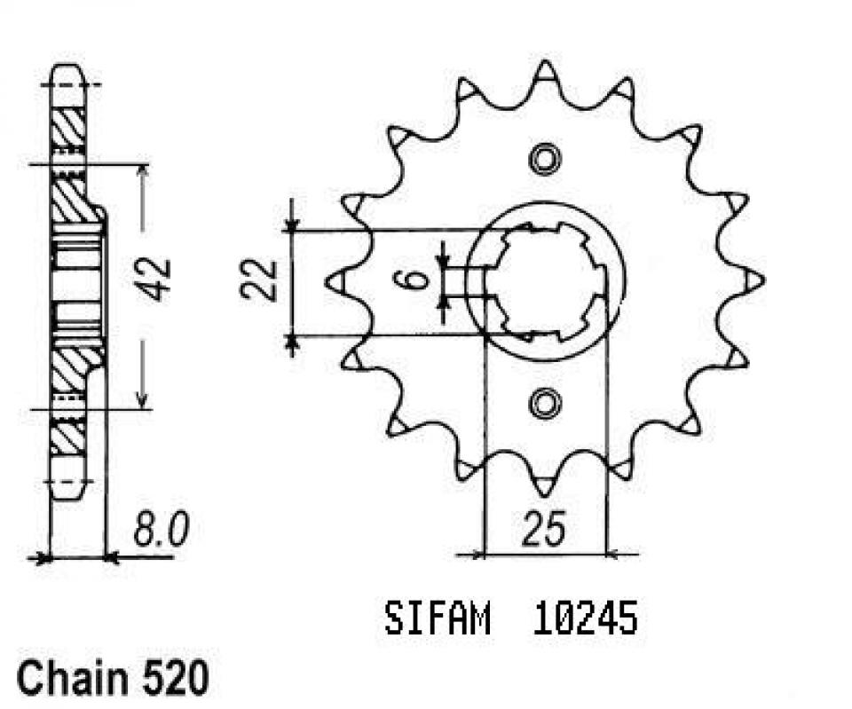 Pignon de sortie de boite Esjot pour Moto Honda 250 Xl R 1982 à 1983 14 dents pas 520 Neuf