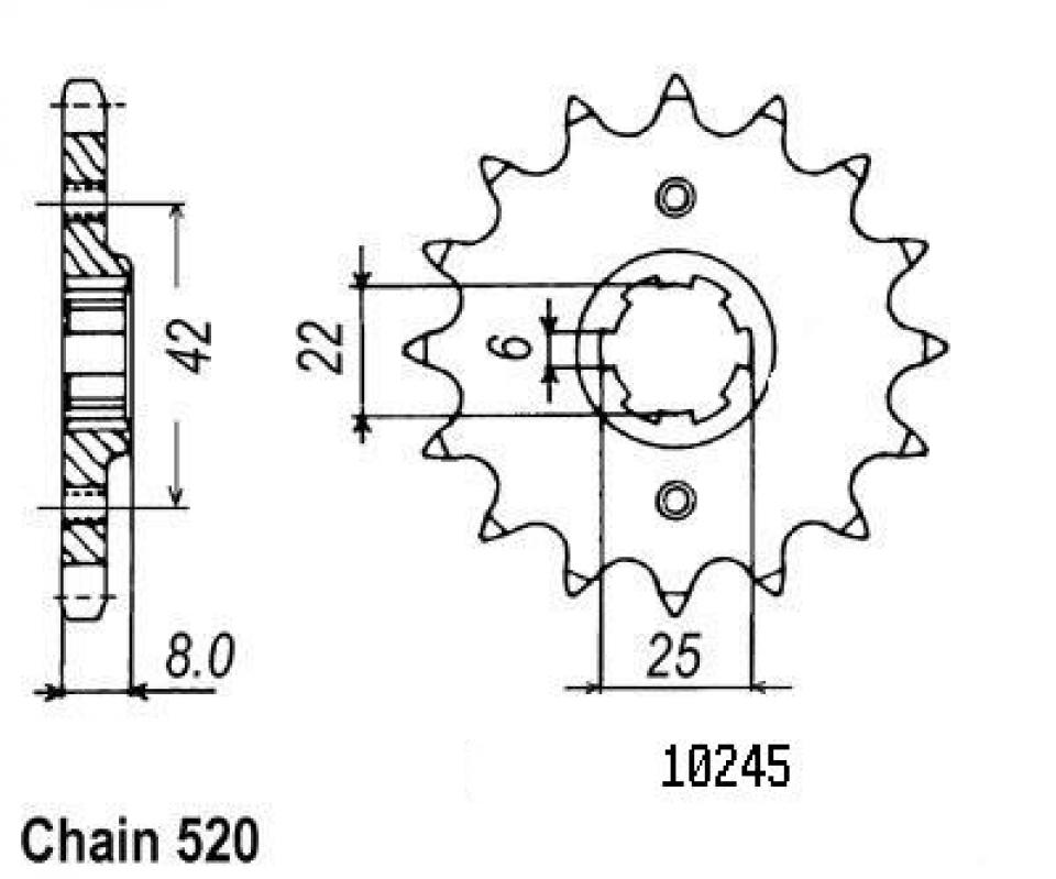 Pignon de sortie de boite Esjot pour Moto Honda 600 Xl Lm Rm 1985 à 1988 15 dents pas 520 Neuf