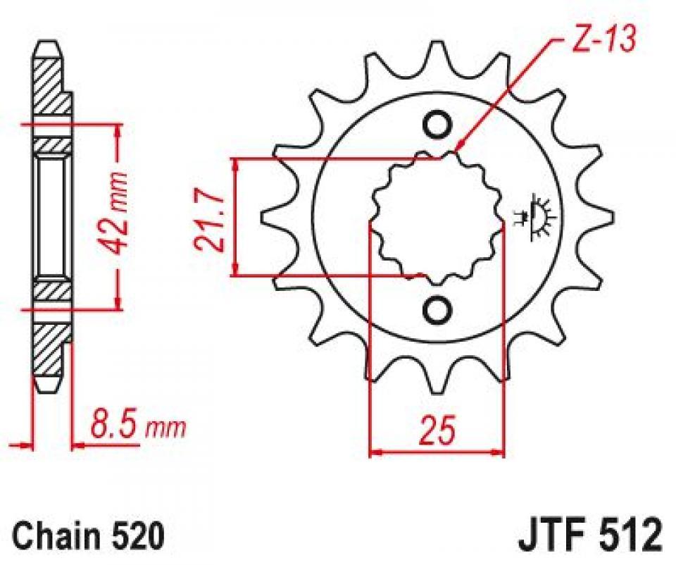 Pignon de sortie de boite Esjot pour Moto Kawasaki 500 KLE 1996 à 2007 17 dents pas 520 Neuf