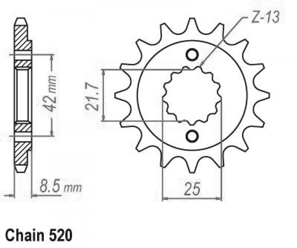 Pignon de sortie de boite Esjot pour Moto Kawasaki 500 Er-5 1996 à 2007 17 dents pas 520 Neuf