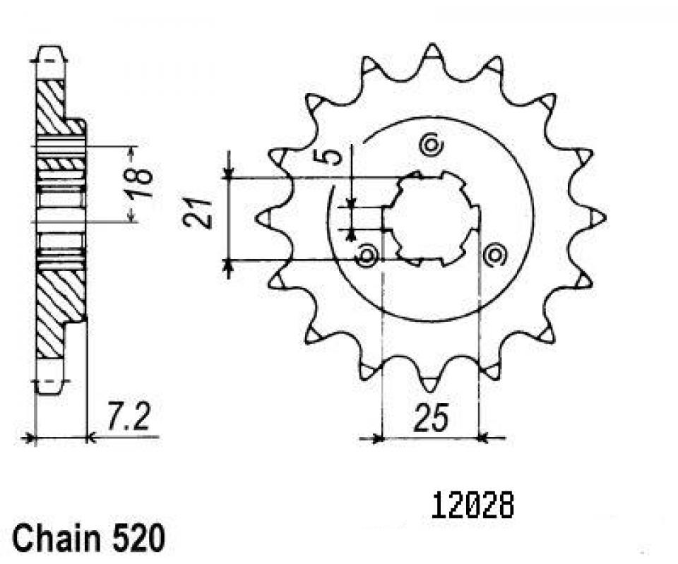 Pignon de sortie de boite Esjot pour Moto Suzuki 650 DR R 1992 à 1996 16 dents pas 520 Neuf