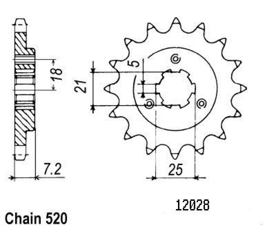 Pignon de sortie de boite Esjot pour Moto Suzuki 650 DR R 1992 à 1996 16 dents pas 520 Neuf