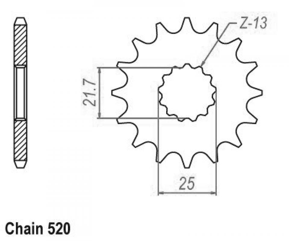 Pignon de sortie de boite Esjot pour Moto Yamaha 320 MT-03 2016 à 2023 14 dents pas 520 Neuf